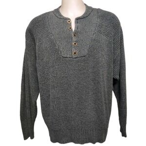 RedHead Henley Sweater 2XL Mens Cabin Core Gorp Core Grey Chunky Knit Pullover